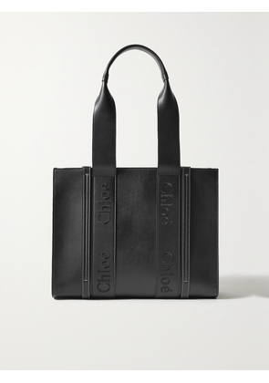 Chloé - Woody Medium Embroidered Leather Tote - Black - One size