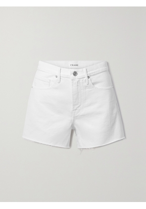 FRAME - Le Brigitte Frayed Denim Shorts - White - 23,24,25,26,27,28,29,30,31,32