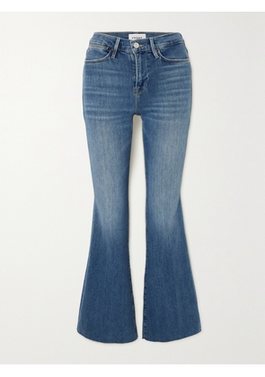 FRAME - Le Easy Flare Frayed Jeans - Blue - 23,24,25,26,27,28,29,30,31,32