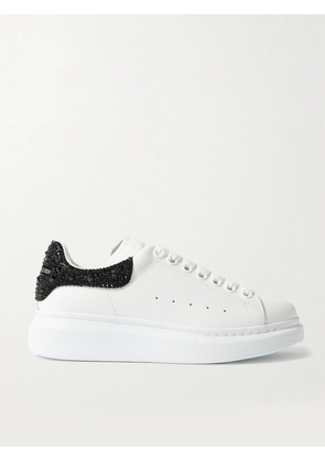 MCQUEEN - Crystal-embellished Leather Exaggerated-sole Sneakers - White - IT34,IT34.5,IT35,IT35.5,IT36,IT36.5,IT37,IT37.5,IT38,IT38.5,IT39,IT39.5,IT40,IT40.5,IT41,IT41.5,IT42