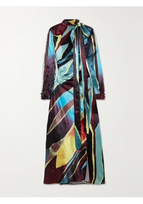 Christopher John Rogers - Pussy-bow Cutout Printed Satin Maxi Dress - Multi - US0,US2,US4,US6,US8,US10,US12,US14