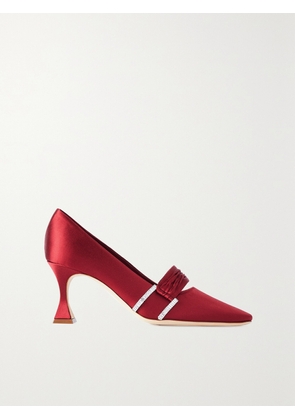 Manolo Blahnik - Fetis 70 Crystal-embellished Satin-trimmed Velvet Pumps - Red - IT35,IT36,IT36.5,IT37,IT37.5,IT38,IT38.5,IT39,IT39.5,IT40,IT40.5,IT41,IT41.5,IT42
