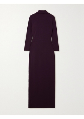 Solace London - Luisa Cape-effect Crepe Gown - Burgundy - UK 4,UK 6,UK 8,UK 10,UK 12,UK 14,UK 16