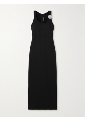 DAVID KOMA - Crystal-embellished Stretch-jersey Midi Dress - Black - UK 6,UK 8,UK 10,UK 12,UK 14