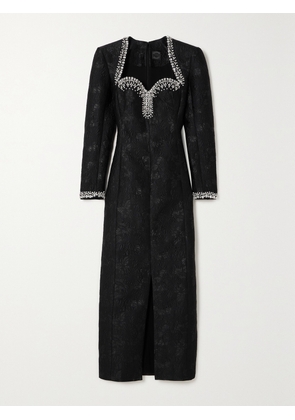 HUISHAN ZHANG - Eleanor Crystal-embellished Cloqué Midi Dress - Black - UK 4,UK 6,UK 8,UK 10,UK 12,UK 14,UK 16
