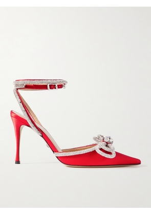 MACH & MACH - Double Bow Crystal-embellished Silk-satin Pumps - Red - IT35,IT35.5,IT36,IT36.5,IT37,IT37.5,IT38,IT38.5,IT39,IT39.5,IT40,IT40.5,IT41,IT41.5,IT42