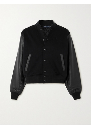 Polo Ralph Lauren - Appliquéd Leather And Padded Cotton-blend Bomber Jacket - Black - x small,small,medium,large,x large