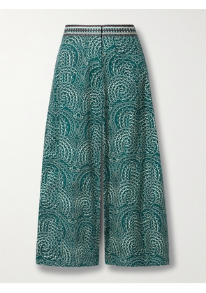 Emporio Sirenuse - + Net Sustain Adele Printed Cotton-drill Wide-leg Pants - Green - IT38,IT40,IT42,IT44,IT46,IT48