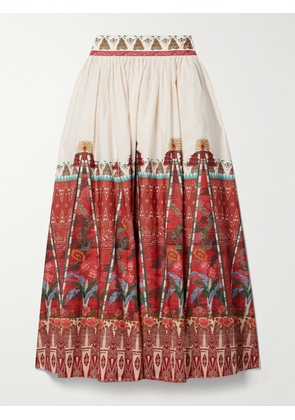 Emporio Sirenuse - + Net Sustain Ombretta Pleated Printed Cotton Maxi Skirt - Red - IT38,IT40,IT42,IT44,IT46,IT48,IT50