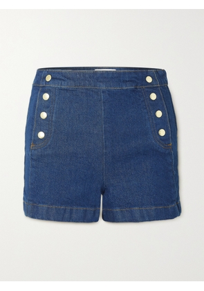 FRAME - Sailor Button-embellished Denim Shorts - Blue - 23,24,25,26,27,28,29,30,31,32,33