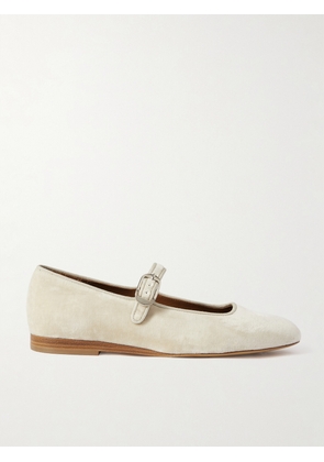Le Monde Béryl - Grosgrain-trimmed Velvet Mary Jane Ballet Flats - White - IT35,IT35.5,IT36,IT36.5,IT37,IT37.5,IT38,IT38.5,IT39,IT39.5,IT40,IT40.5,IT41,IT41.5,IT42
