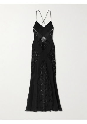 Agent Provocateur - Emie Leavers Lace And Silk-satin Chemise - Black - UK 6,UK 8,UK 10,UK 12,UK 14