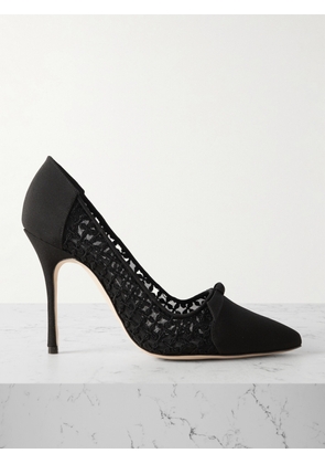 Manolo Blahnik - Riniala 105 Bow-embellished Embroidered Mesh And Crepe De Chine Pumps - Black - IT35,IT36,IT36.5,IT37,IT37.5,IT38,IT38.5,IT39,IT39.5,IT40,IT40.5,IT41,IT41.5,IT42