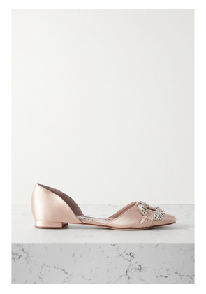 Manolo Blahnik - Luanda Crystal-embellished Satin Point-toe Flats - Neutrals - IT36,IT36.5,IT37,IT37.5,IT38,IT38.5,IT39,IT39.5,IT40,IT40.5,IT41,IT41.5,IT42,IT43