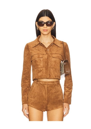 Amanda Uprichard x REVOLVE Lucas Suede Jacket in Tan. Size L. Also in XS, S, M, XL.