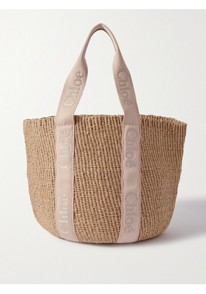 Chloé - Woody Large Leather-trimmed Raffia Tote - Neutrals - One size