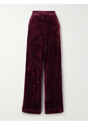 Tibi - Crushed Stretch-velvet Straight-leg Pants - Red - xx small,x small,small,medium,large,x large