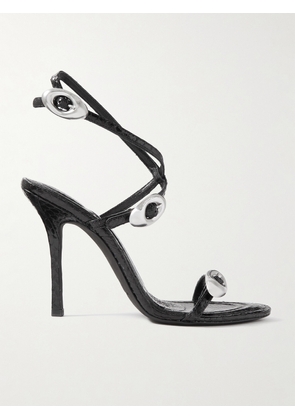 ALEXANDER WANG - Dome Snake-effect Leather Sandals - Black - IT35,IT36,IT36.5,IT37,IT37.5,IT38,IT38.5,IT39,IT39.5,IT40,IT40.5,IT41