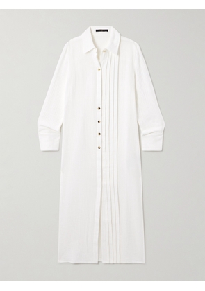 MOTHER OF PEARL - Evie Pleated Organic Cotton-seersucker Maxi Shirt Dress - White - x small,small,medium,large,x large