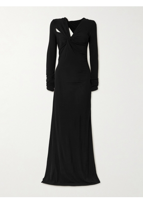 Victoria Beckham - Twist-front Cutout Stretch-jersey Gown - Black - UK 4,UK 6,UK 8,UK 10,UK 12,UK 14,UK 16