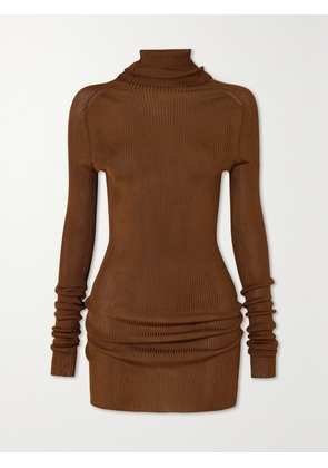 Victoria Beckham - Ribbed-knit Turtleneck Top - Brown - x small,small,medium,large,x large