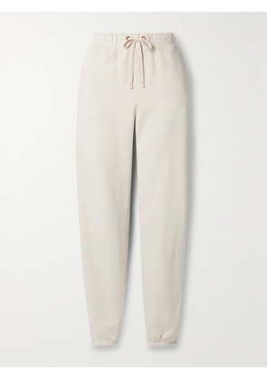 Les Tien - Dylan Tapered Cotton-jersey Track Pants - Ivory - x small,small,medium,large,x large