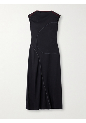 Victoria Beckham - Asymmetric Paneled Woven Midi Dress - Blue - UK 4,UK 6,UK 8,UK 10,UK 12,UK 14