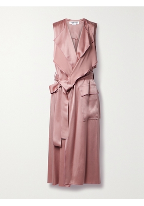 Victoria Beckham - Cutout Hammered-satin Midi Wrap Dress - Pink - UK 4,UK 6,UK 8,UK 10,UK 12,UK 14,UK 16