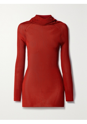 Victoria Beckham - Ribbed-knit Turleneck Top - Red - x small,small,medium,large,x large