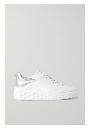 Jimmy Choo - Diamond Maxi Logo-debossed Metallic Leather Platform Sneakers - White - IT34,IT34.5,IT35,IT35.5,IT36,IT36.5,IT37,IT37.5,IT38,IT38.5,IT39,IT39.5,IT40,IT40.5,IT41,IT41.5,IT42