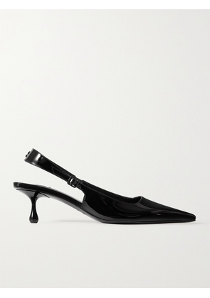 Jimmy Choo - Amel 50 Logo-embellished Patent-leather Slingback Pumps - Black - IT34,IT34.5,IT35,IT35.5,IT36,IT36.5,IT37,IT37.5,IT38,IT38.5,IT39,IT39.5,IT40,IT40.5,IT41,IT41.5,IT42