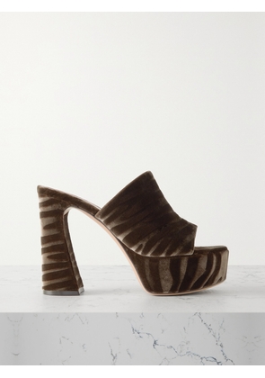 Gianvito Rossi - Holly 120 Zebra-print Velvet Platform Mules - Neutrals - IT35,IT36,IT36.5,IT37,IT37.5,IT38,IT38.5,IT39,IT39.5,IT40,IT40.5,IT41,IT42