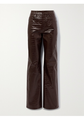 The Frankie Shop - Bonnie Croc-effect Faux Leather Straight-leg Pants - Brown - x small,small,medium,large,x large