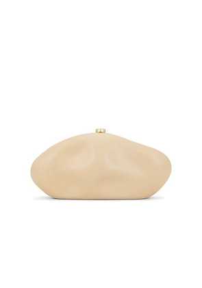 Cult Gaia The Caldera Clutch in Tan.