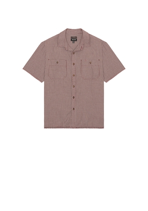 Brixton Micro Plaid Relaxed Short Sleeve Shirt in Brick. Size L. Also in S, M.