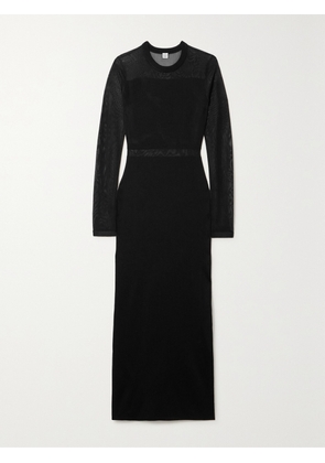TOTEME - Mesh-paneled Knitted Maxi Dress - Black - xx small,x small,small,medium,large,x large
