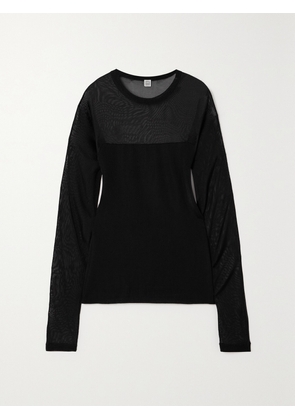 TOTEME - Tulle-trimmed Stretch-jersey Top - Black - xx small,x small,small,medium,large,x large