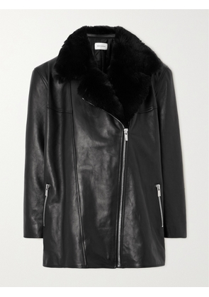 Magda Butrym - Faux Fur-trimmed Leather Jacket - Black - FR 34,FR 36,FR 38,FR 40,FR 42