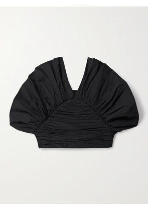 MARA HOFFMAN - + Net Sustain Vivi Cropped Ruffled Gathered Organic Cotton-poplin Top - Black - US00,US0,US2,US4,US6,US8,US10,US12
