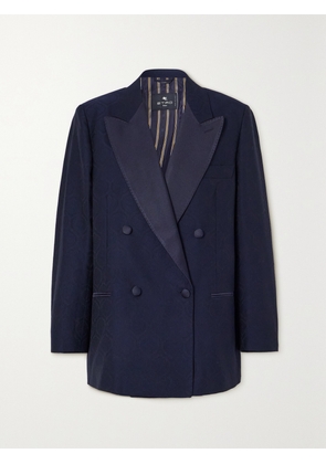 Etro - Double-breasted Cotton And Wool-blend Jacquard Blazer - Blue - IT36,IT38,IT40,IT42,IT44,IT46,IT48,IT50