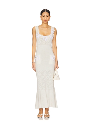 ANDREEVA Knit Dress With Handmade Knit Details in White. Size M. Also in XL.