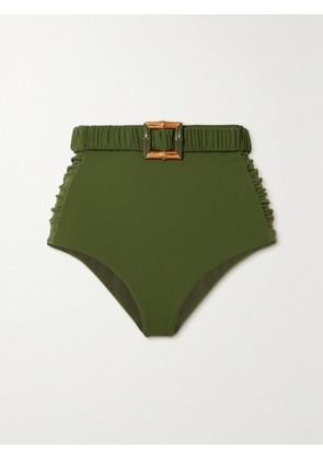 Johanna Ortiz - + Net Sustain Orinka Belted Ribbed Bikini Briefs - Green - x small,small,medium,large,x large
