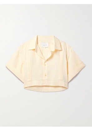Johanna Ortiz - + Net Sustain Manyatta Cropped Pleated Organic Linen Shirt - Ecru - US0,US2,US4,US6,US8,US10,US12