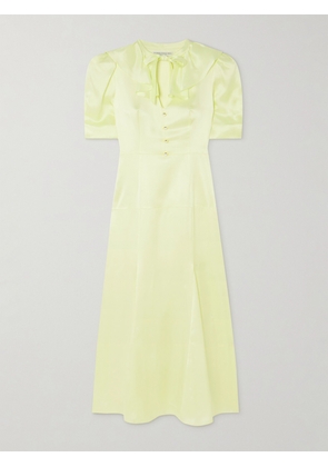 Alessandra Rich - Tie-detailed Ruffled Silk-satin Midi Dress - Yellow - IT36,IT38,IT40,IT42,IT44,IT46
