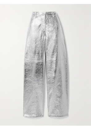 INTERIOR - The Sterling Metallic Coated-cotton Straight-leg Pants - Silver - US2,US4,US8,US10