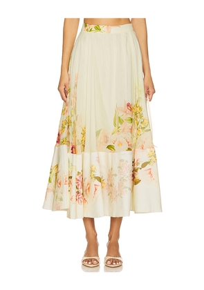 HEMANT AND NANDITA Midi Skirt in Lemon. Size L. Also in M, S.