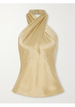 L'AGENCE - Letitia Silk-charmeuse Halterneck Top - Gold - x small,small,medium,large,x large