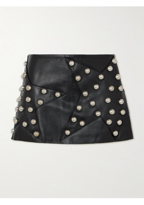 AREA - Studded Leather Mini Skirt - Black - US0,US2,US4,US6,US8