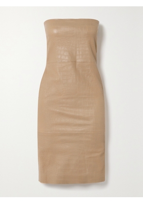 SPRWMN - Strapless Croc-effect Leather Dress - Neutrals - x small,small,medium,large