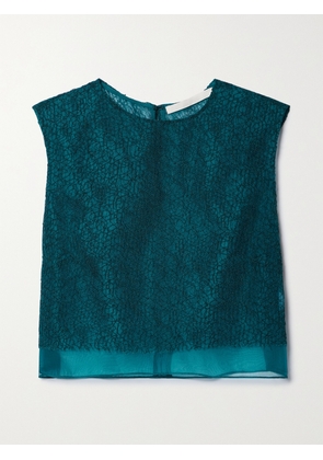 JASON WU COLLECTION - Cropped Layered Corded Lace And Silk-organza Top - Green - US0,US2,US4,US6,US8,US10,US12,US14
